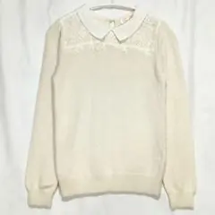 【ミニマムミニマム】薄手ニットセーター/襟元 レース /アイボリー