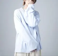 【ADRER】 エクストラクオリティワイドスリーブロンT ブルー L