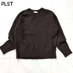PLST Vネック カシミア混 ウール ニットセーター