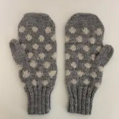 手編み　手袋　水玉