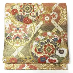 専用 V3124 ●高級 正絹 唐織 六通 袋帯 華文 花文 蝶々