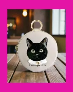 ♠♦♣♥黒猫ちゃん刺繍のミニポーチ