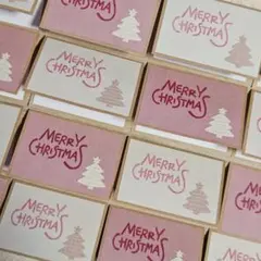 メッセージカード《 MERRY CHRISTMAS 》ピンク＆ホワイト