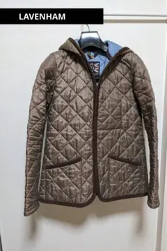 LAVENHAM ブラウン キルティングジャケット フード付き