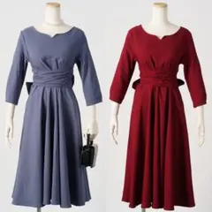 シネマティック　リボンテール　ロング　ワンピース ブルーグレー