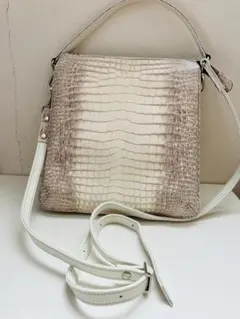 【未使用・センター取り】ヒマラヤクロコダイル 本革 2WAYバッグ 希少