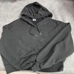 PUMA ブラック クロップド パーカー M