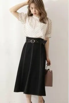 デニムマーメイドフレアスカート　プロポーションボディドレッシング　ブラック