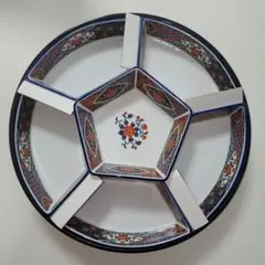 六角形 花柄 陶器皿