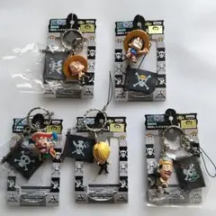 ワンピース 海賊旗&フィギュアストラップvol1 全５種フルコンプ セット