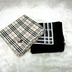 バーバリー ノバチェック&ブラック ハンカチ スカーフ 2点セット　大判タイプ