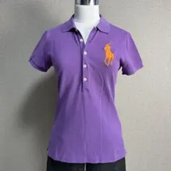 Y2K ラルフローレン ポロシャツ ビッグポニー 紫 パープル オレンジ S