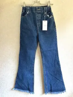 新品未使用・LOWRYS FARM KIDS デニムフレアフリンジパンツ