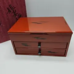 中古　木根来塗　島安汎工芸　漆塗　引出し　小型 中古 木根来塗 島安汎工芸 漆塗 引出し 小型 根来塗細三