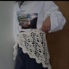 Ameri UND VELOUR LACE KNIT SCARF ノベルティ