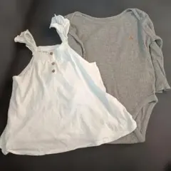 ZARA&baby GAPホワイトワンピースとグレーロンパース