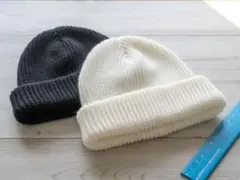 ニット帽レディース 2色セット黒・白