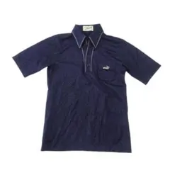 Crocodile　クロコダイル胸ロゴ デザインポロシャツ　ワニ　ネイビー（M）