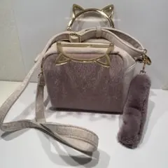 猫デザイン ショルダーバッグ ファー　尻尾つき