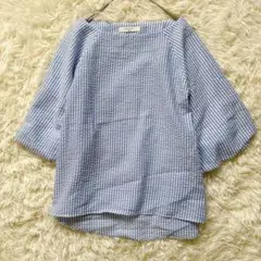 Samansa Mos2 blue レディース 五分袖プルオーバー シャツ 春夏