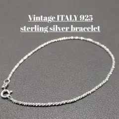 ヴィンテージ ITALY刻印 スターリングシルバー925 極細ブレスレット