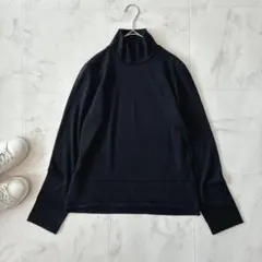 極美品トリココムデギャルソン♡異素材 ウール ハイネック ハイゲージ ニット 黒