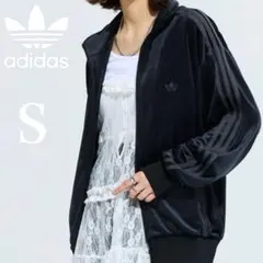 新品M⭐️adidas ベロア トラックトップ ルーズフィット 刺繍 ピンク