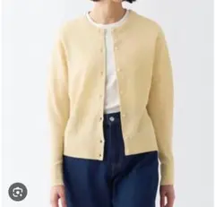 MUJI 無印良品　UVカットヘンプクルーネックカーディガン M　ライトイエロー