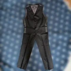 COMME CA ISM ブラックストライプ ベスト スラックス　2点セット