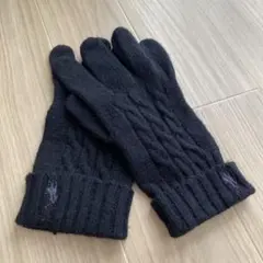 POLO RALPH LAUREN手袋　黒 ケーブル編み