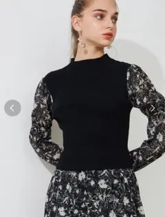 美品 マーキュリーデュオ フラワードッキングティアードニットワンピース