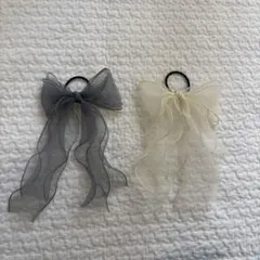 セレモニー　ヘアゴム　発表会　2色セット　リボン　レース