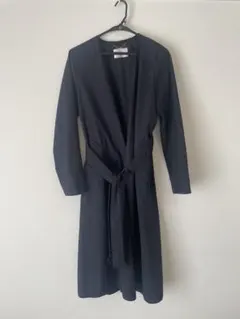 ベイジ　ロングコート　ノーカラー