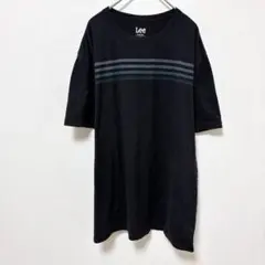 リー ボーダー クルーネック 半袖 Tシャツ 3L 黒 綿 ビッグサイズのサムネイル
