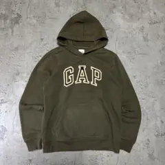 00s OLD GAP 短丈 裏起毛 パーカー フーディ カーキ グリーン 緑