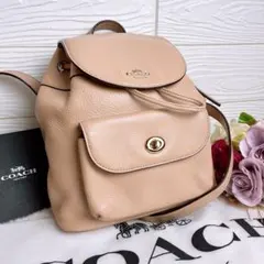 極美品☆COACHコーチ リュック バックパック 本革レザー ベージュ チャームのサムネイル