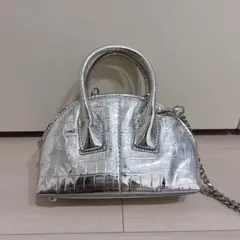 ZARA シルバー クロコダイル型押し ショルダーバッグ 美品