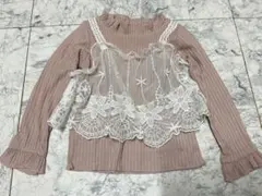 ピンク レース付きトップス 95cm