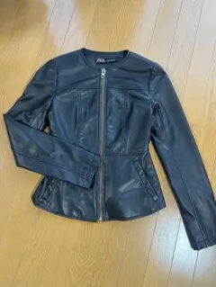 【即発送】ZARA ノーカラーレザージャケット XS