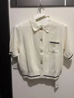 Two-Tone Ribbon-Trim Tee - メルカリ