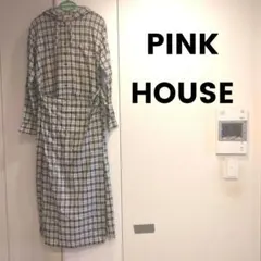 PINK HOUSE ピンクハウス チェック フード 巻き ワンピース