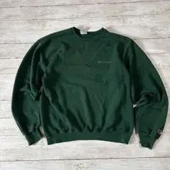 00年代ヴィンテージ　Champion刺繍ロゴ グリーン スウェットLメンズ古着