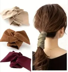 ワイヤー入りボウ型ヘアゴム5本 バラ売り対応可