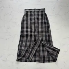 GU ジーユー Aラインスカート（M）黒/ブラック チェック 後ろウエストゴム