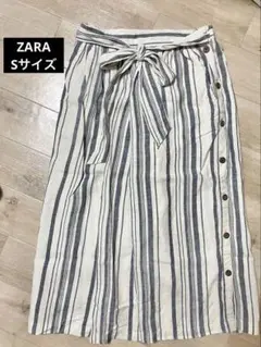 ZARA BASIC ストライプ リネン スカート Sのサムネイル