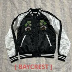 BAY CREST サテン スカジャン ヤシの木刺繍 黒/白 Mのサムネイル