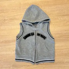 フード付きスウェットベスト グレー