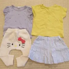 ブランシェス薄紫ハートTシャツカットソースカートサルエルパンツセットプティマイン