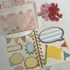 【ハート画鋲おまけ付き】さくら メッセージカード 10枚 ＆ 付箋 ノート メモ