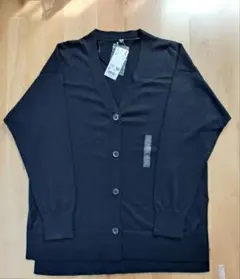 【新品】ユニクロ UV カット Vネックロングカーディガン 黒 M